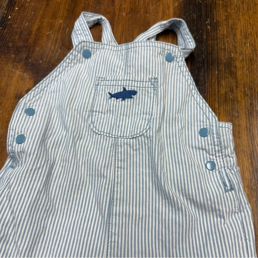 Carters Blue And White Stripe Shark Romper Size 9 Months‎